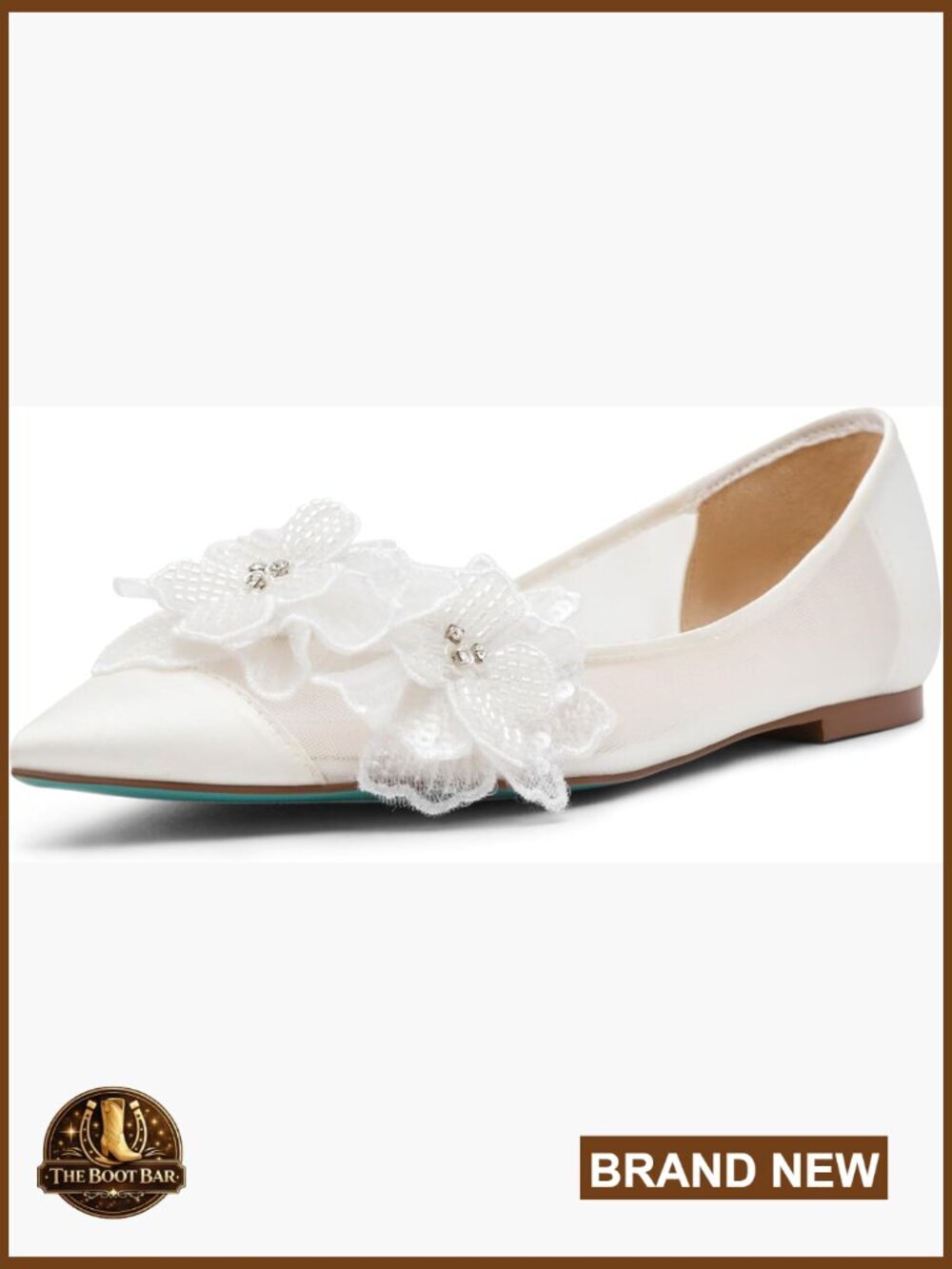 Women's Grey Floral Ballet Flats Pointed Toe Mesh Flats